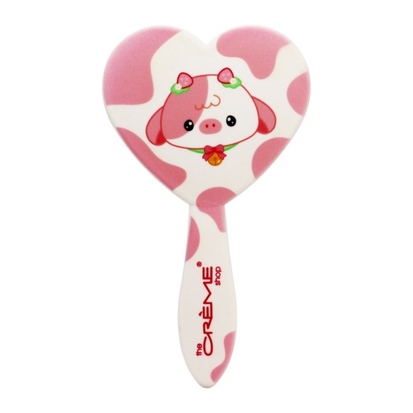 The Crème Shop Heart Shape Pink White Cow Detangle Brush New - Picture 1 of 3